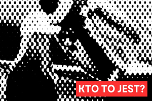 Czarno-biała grafika zapowiadająca tajemniczy transfer do teamu Van Deer z napisem „Kto to jest?