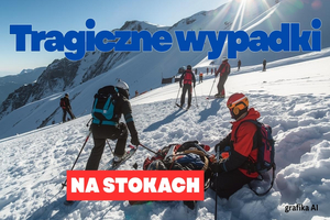 Tragiczne wypadki na stokach. Znani ludzie, których zimowa pasja kosztowała zdrowie lub życie / grafika generowana AI