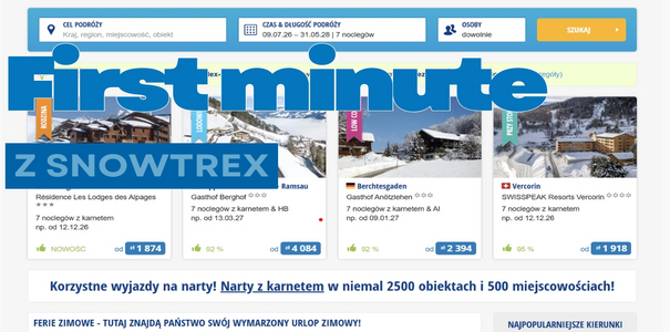 Reklama wyjazdów narciarskich Snowtrex.pl na portalu narty.pl